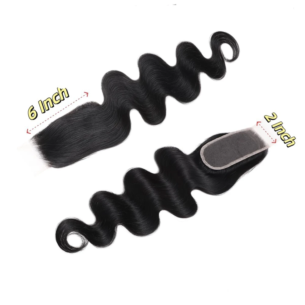 2x6 Human Hair Lace Closure Double Imitation Swiss Lace